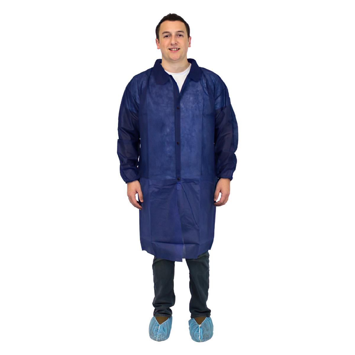 Lab Coats No Pockets, Elastic wrist - Heavy weight Blue, 4Xlarge
